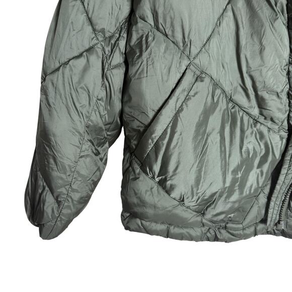 OOF Green Quilted Oversized Nylon High Neck Puffer Jacket Size XS - Picture 10 of 16